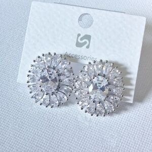 Cubic Zirconia Oval Stud Earrings
